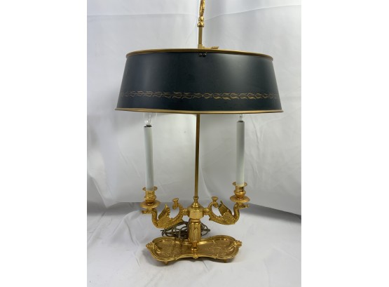 Vintage Gold Dual Light Swan Lamp.