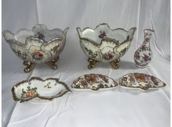 6 Pieces Porcelain Including A Pair Of Bowls, Herend, Royal Crown Derby