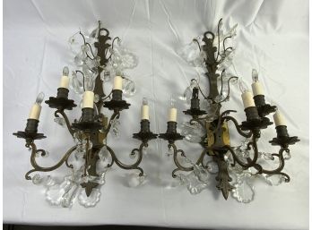 Pair Of Crystal Sconces.