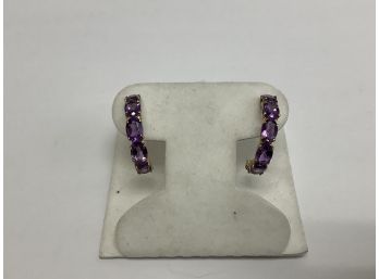 14kt Amethyst Half Round Earrings