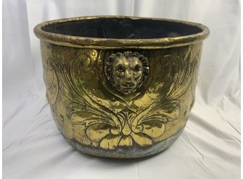 Lions Head Brass Planter