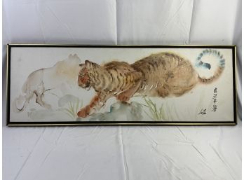 Artist Signed. Wildlife Water Color Painting. Nature. Wood Frame