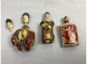 Snuff Bottles. Carved Figures.