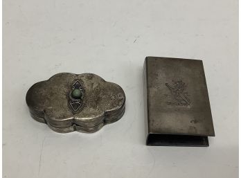 Two Sterling Pieces Including A Pill Box And Match Cover