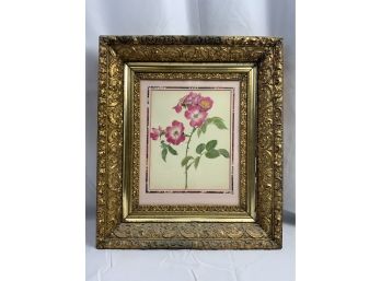 Vintage Lithograph With Floral Trim Frame
