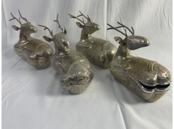 Four Silver Plate Deer Storage Pieces.
