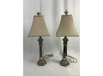 Pair Of Seashell Lamps With Mirrors. Adjustable Brightness.