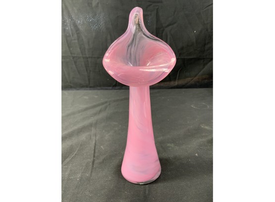 Jack In The Pulpit Vase. Pink And Clear.