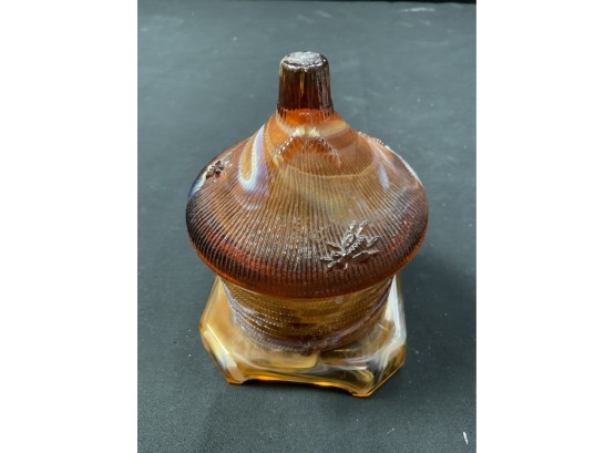 Imperial Glass Honey Jar. Slag Glass.