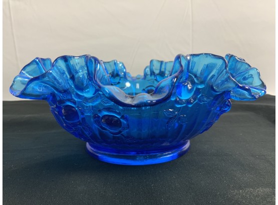 Fenton Rose Colonial Blue Glass Bowl