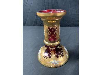 Compote Cranberry With Gold & Flowers.