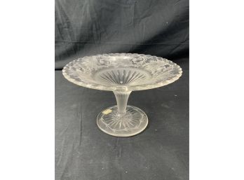 Glass Compote With Etched Flowers