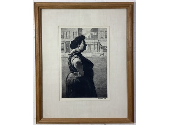Martin Lewis Artist Signed Limited Original Etching. Boss Of The Block. 1939. M.L.On Bottom Right.