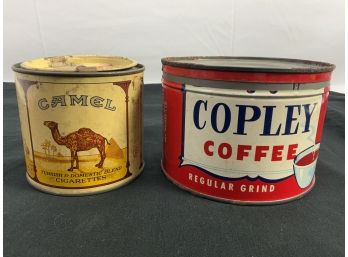 2 Vintage Tins - Camel Cigarettes & Copley Coffee