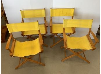 Gold Metal Set Of 4 Yellow Directors Chairs