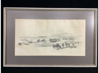 Arthur B. Davies Original Signed Landscape Lithograph. No Title Or Number.