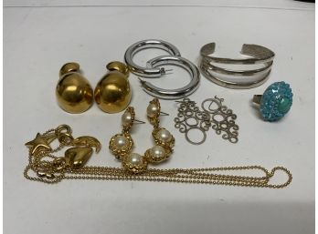 Costume Jewelry Lot Including Gold Tone Designer Earrings