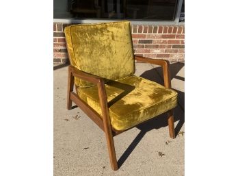 Mid Century Modern Arm Chair With Burnt Yellow Upholstery