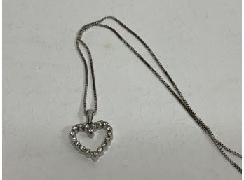 14kt Diamond Heart Pendant And Box Chain