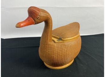 Vintage Goose Lidded Basket