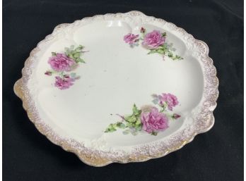 Sevres Plate. Painted Flowers & Faux. Gold Rim.