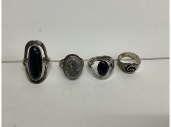 4 Sterling Silver Rings Including Gemstone 29.1 Grams