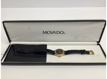 Movado Ladies Watch With Gold Tone And Black Dial