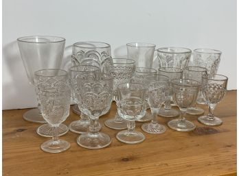 17 Small EAPG Goblets/ Sherries Pattern Glass Including A Saratoga Glass