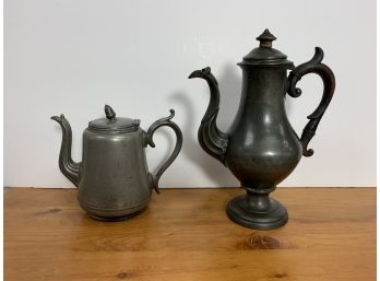 2 Antique Pewter Tea Pots