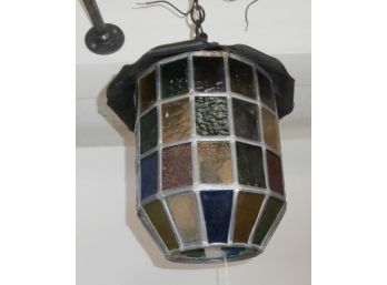 Small Leaded Glass Handing Fixture With Multi Color Glass