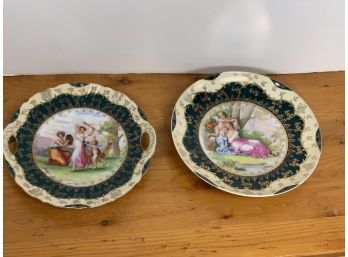 2 Victoria Carlsbad Austria Figural Decorated Plates