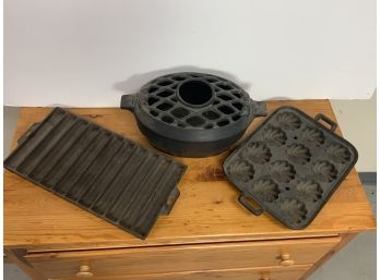 3 Piece Grouping Of Cast Iron Including Wagner