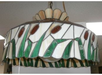 Repeating Cat Tail Leaded Glass Handing Fixture