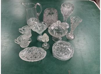 Large Grouping Of EAPG Early Pattern And Pressed Glass