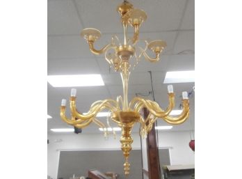 6ft Murano Art Glass Chandelier With Many Arms (1 Broken Arm)