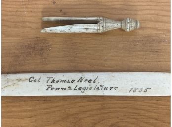 Carved Bone Items Including 1835 Penn. Legislator Col.T Neel