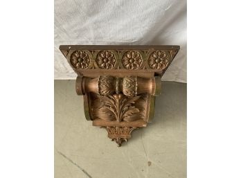 Large Brown And Gold Painted Corbel With Great Carved Wood Detail