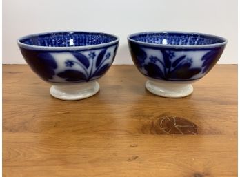 Pair Of Holland Made Flow Blue Transferware Bowls