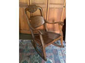 Antique Oak Carved Back Rocker