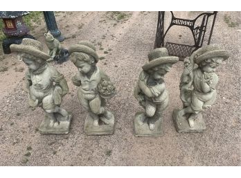 4 Cement Garden Figures