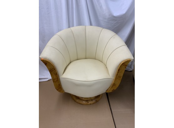 Burled Leather Club Chair