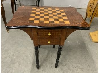 2 Drawer Game Table With Checker Board Top