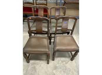 Set Of 4 English Oak Chairs