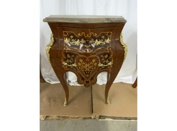2 Drawer Inlaid Marble Top Bombay Style Stand