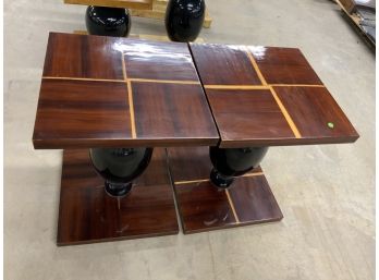 Pair Of Bulbous Base Side Tables