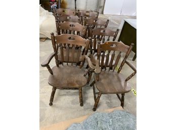 Set Of 8 Pine Kitchen Chairs