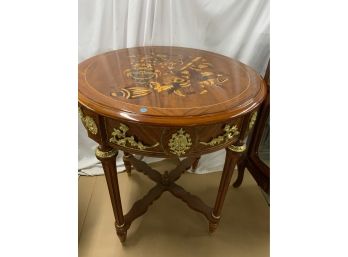 Inlaid Center Table With Bronze/brass Armaloo