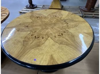 Burled Inlaid Round Table And Base
