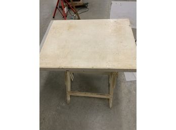 White Vintage Drafting Table, Adjustable Height