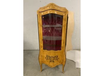 Burled French Style Vitrine With Hand Painted Detail
